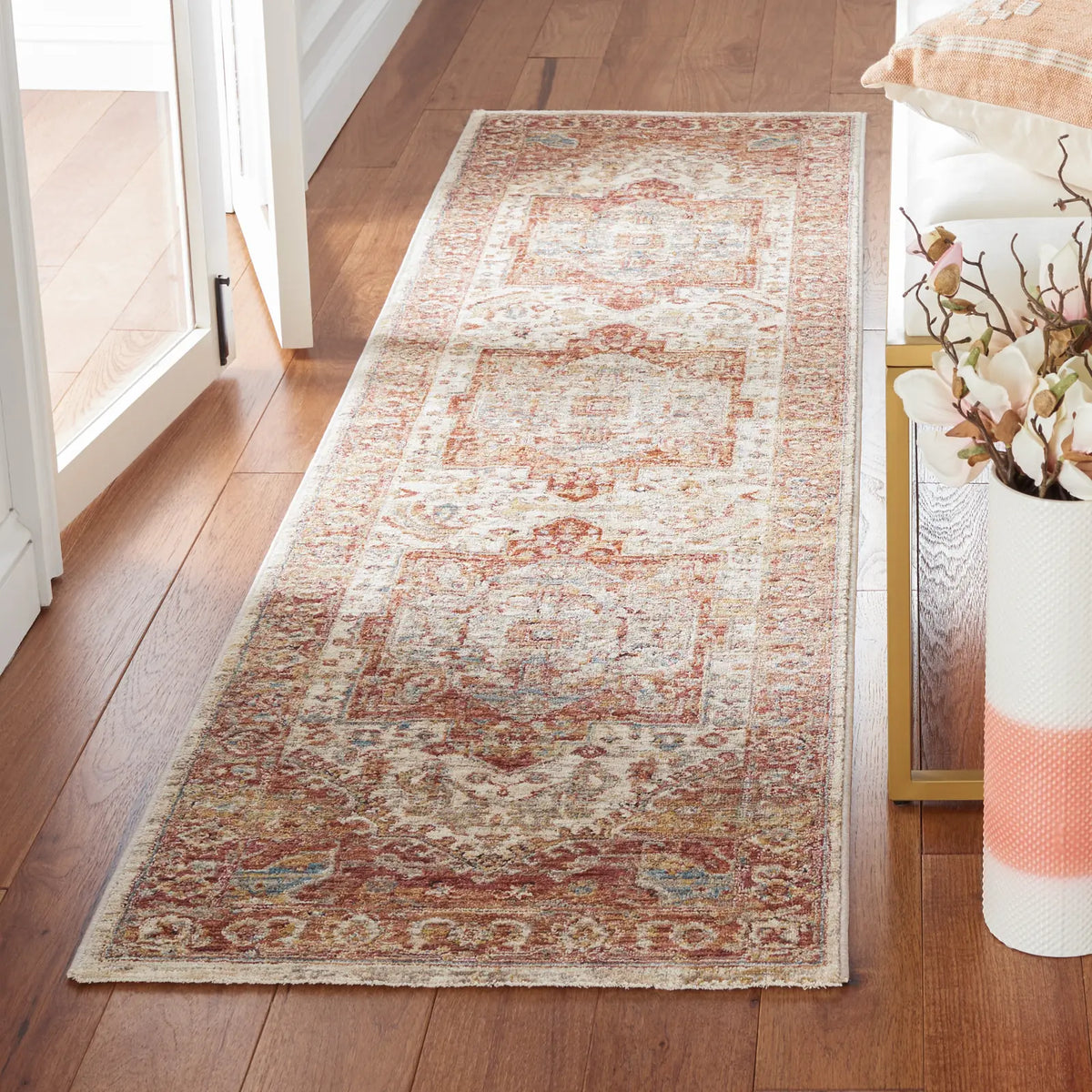 Safavieh Valencia 2'-0" x 8'-0" Rug in Ivory / Rust