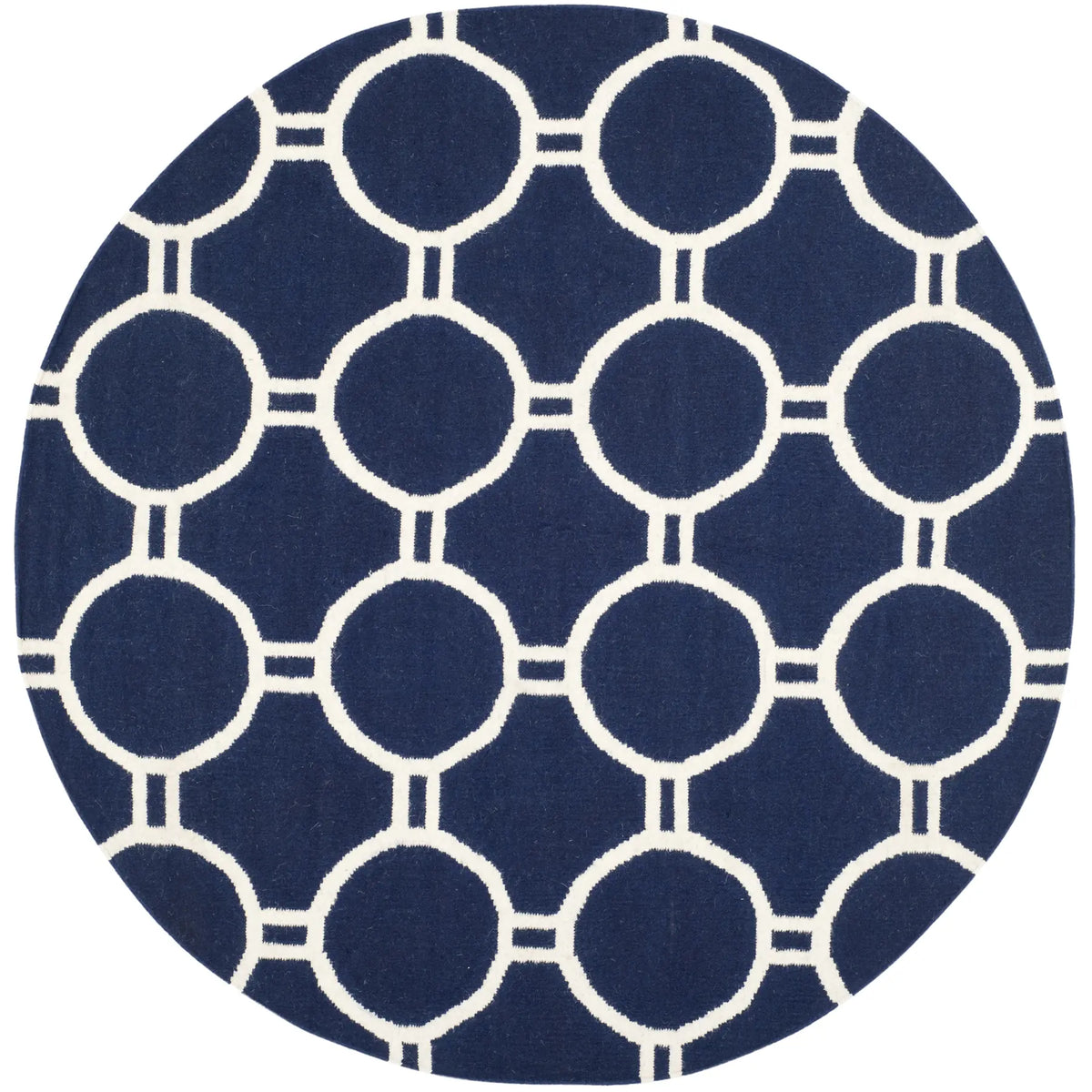 Safavieh Dhurries 6'-0" x 6'-0" Rug in Navy / Ivory