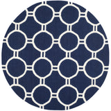 Safavieh Dhurries 6'-0" x 6'-0" Rug in Navy / Ivory