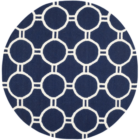 Safavieh Dhurries 6'-0" x 6'-0" Rug in Navy / Ivory