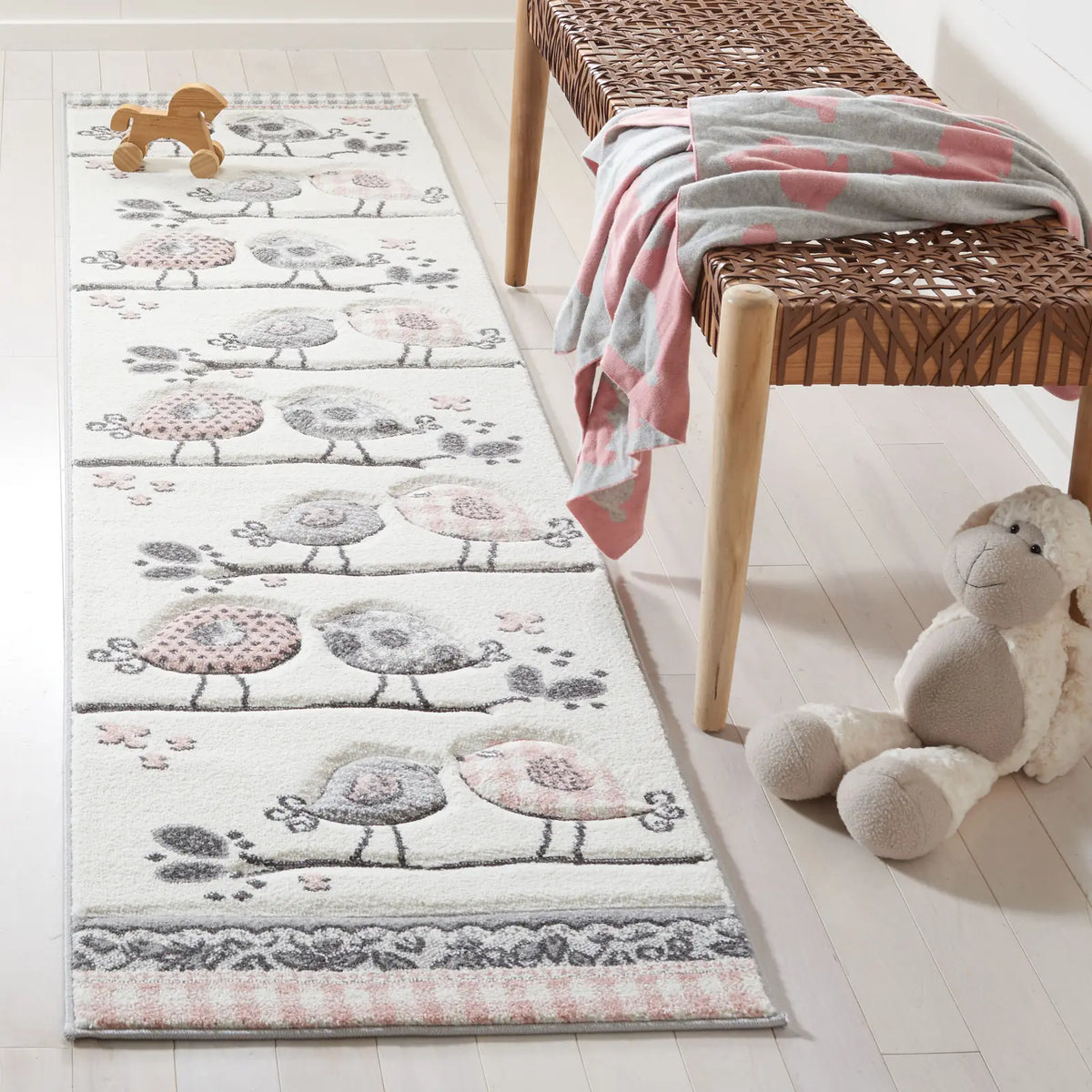 Safavieh Carousel Kids 100 2'-0" x 8'-0" Rug in Pink / Ivory