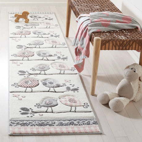 Safavieh Carousel Kids 100 2'-0" x 8'-0" Rug in Pink / Ivory
