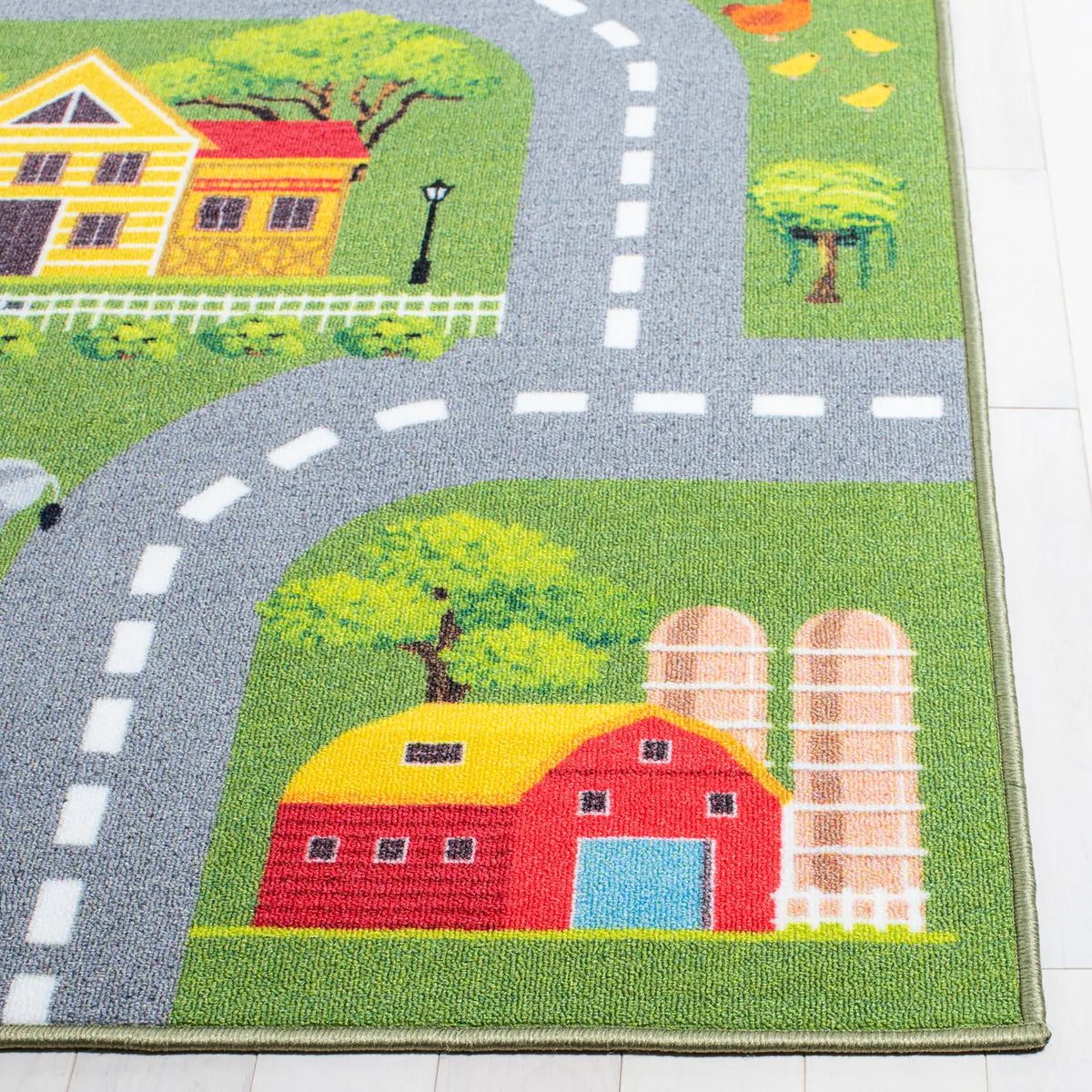 Safavieh Kids Playhouse 200 4'-4" x 6'-0" Rug in Dark Green / Light Grey