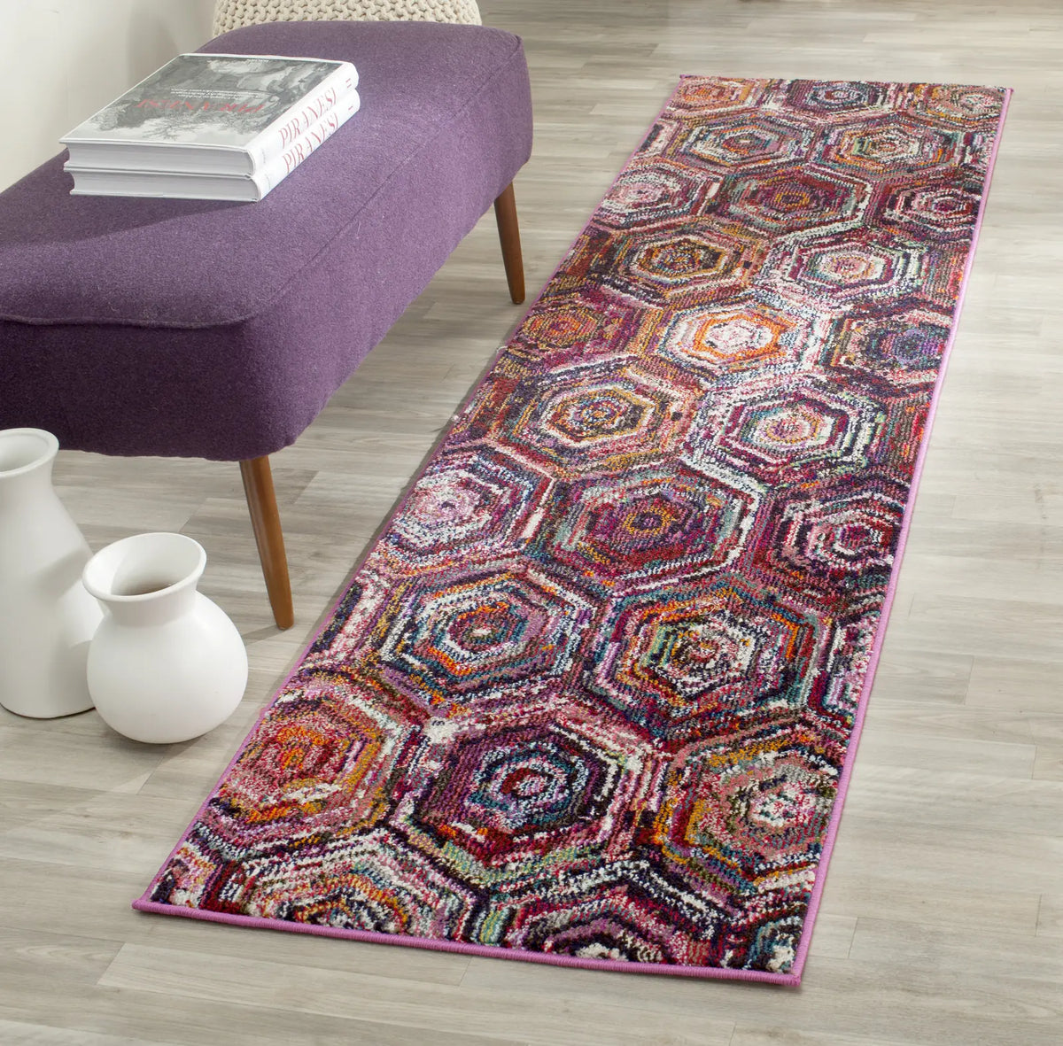 Safavieh Monaco 2'-2" x 8'-0" Rug in Pink / Multi