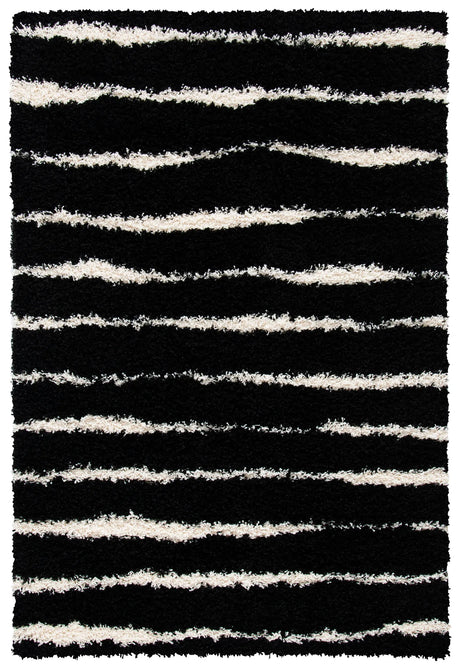 Safavieh Venus Shag 600 4'-0" x 6'-0" Rug in Black / Ivory