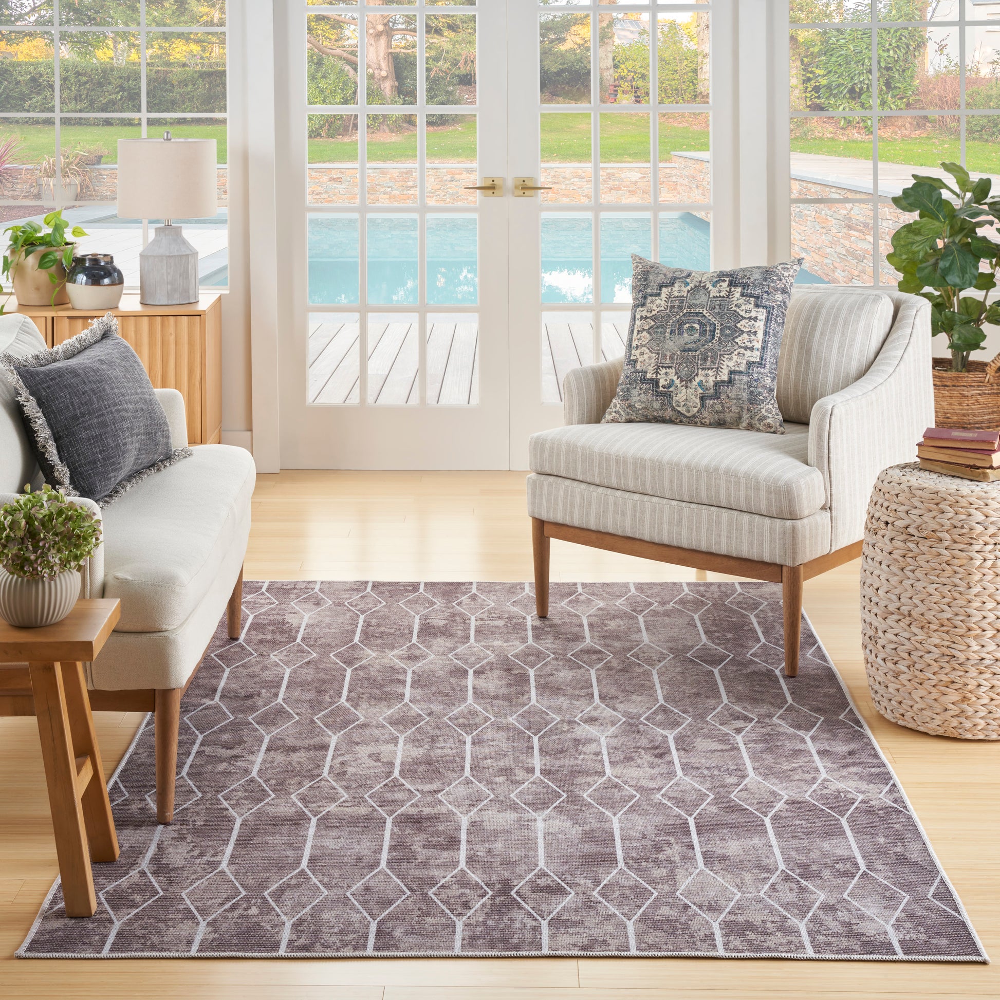 Nourison Machine Washable Series 1 X Nicole Curtis Sr107 Mocha Area Rug