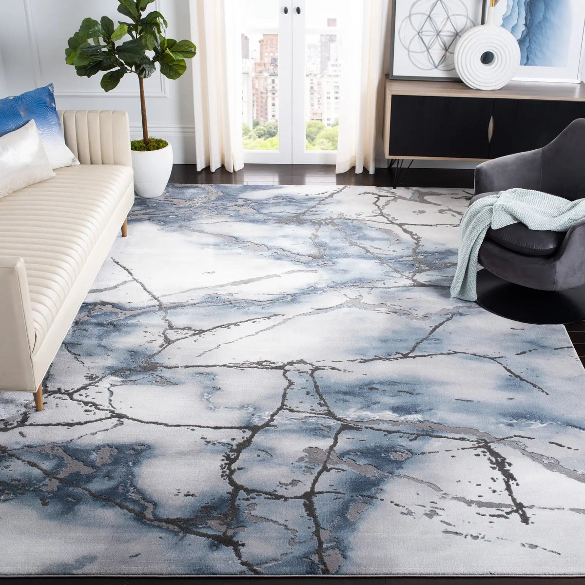Safavieh Craft 10'-6" x 14'-0" Rug in Grey / Blue