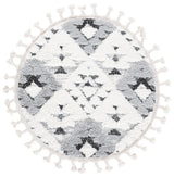 Safavieh Moroccan Tassel Shag 3'-0" x 3'-0" Rug in Ivory / Grey