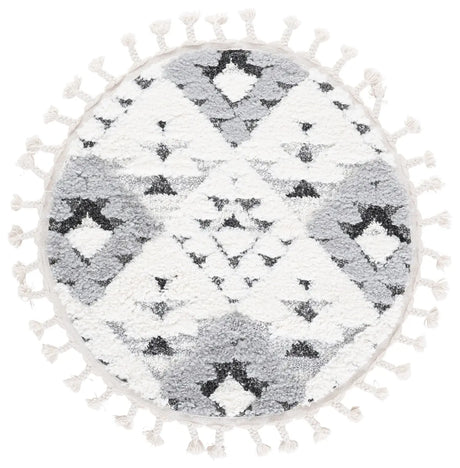 Safavieh Moroccan Tassel Shag 3'-0" x 3'-0" Rug in Ivory / Grey