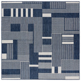 Safavieh Beach House 6'-7" x 6'-7" Rug in Navy / Ivory