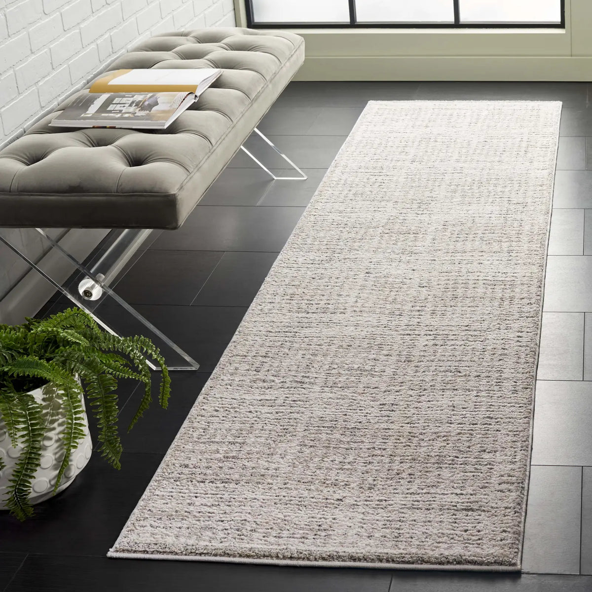 Safavieh Northport 2'-2" x 8'-0" Rug in Ivory / Dark Grey