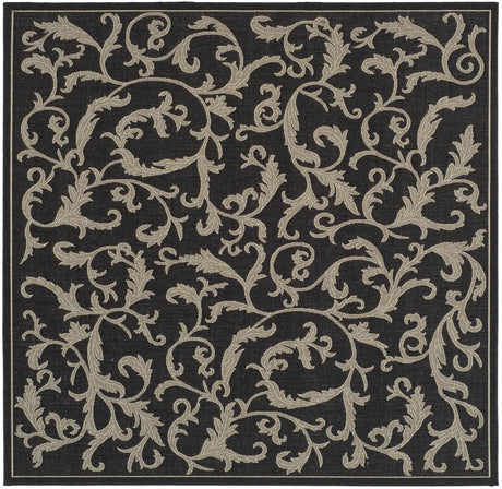 Safavieh Courtyard 7'-10" x 7'-10" Rug in Black / Sand