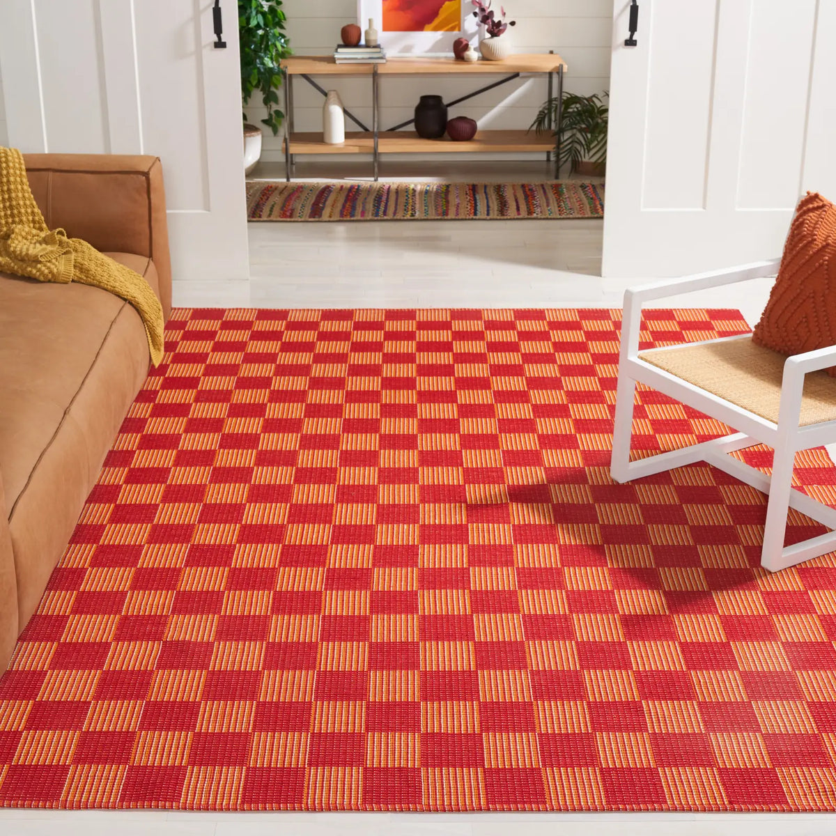 Safavieh Striped Kilim 6'-0" x 9'-0" Rug in Red / Rust