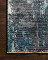 Loloi Samra Sam-06 Charcoal/Sky Rugs - corner on wood