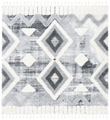 Safavieh Moroccan Tassel Shag 6'-7" x 6'-7" Rug in Grey / Ivory