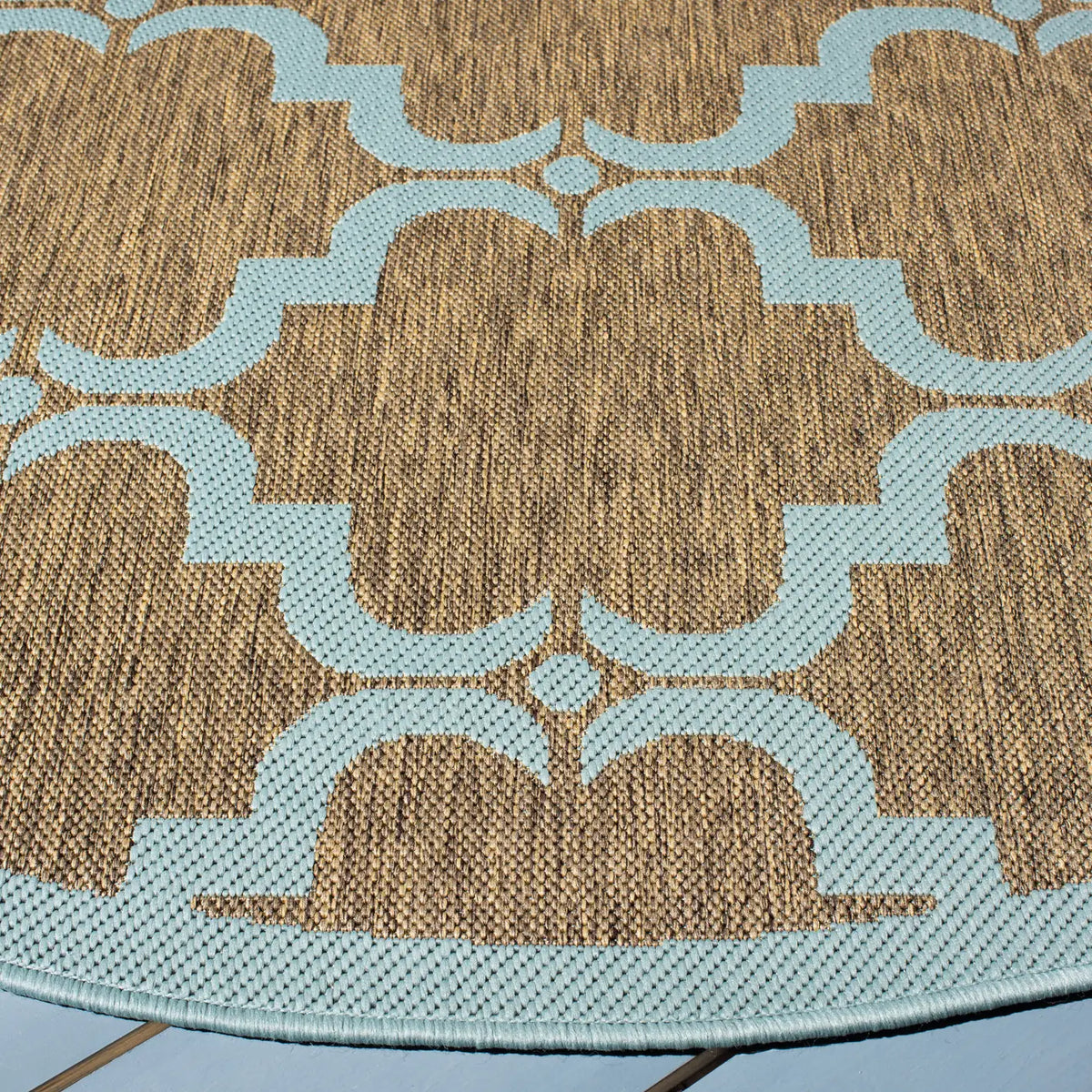 Safavieh Courtyard 6'-7" x 6'-7" Rug in Brown / Aqua