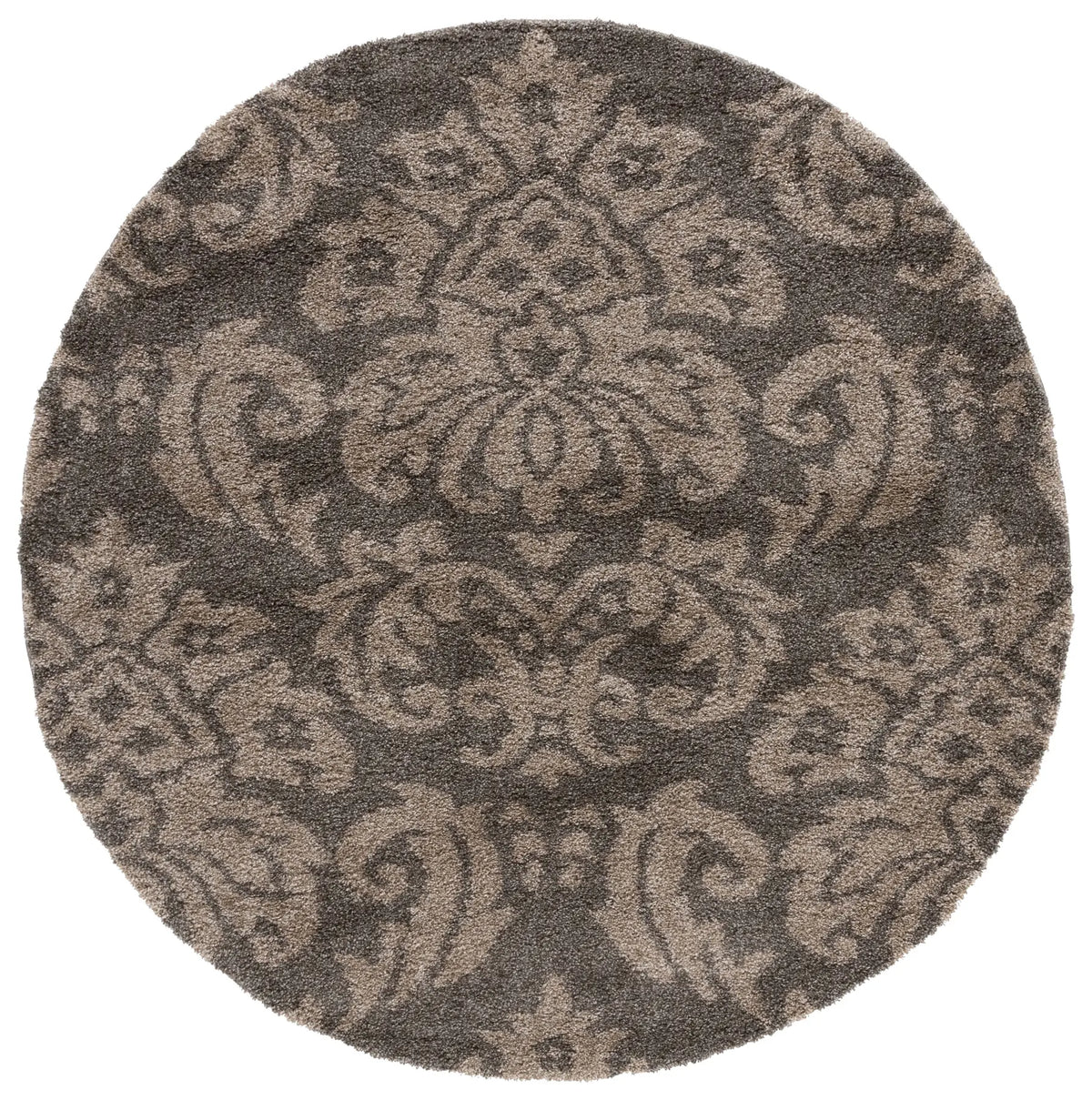 Safavieh Florida Shag 5'-0" x 5'-0" Rug in Smoke / Beige