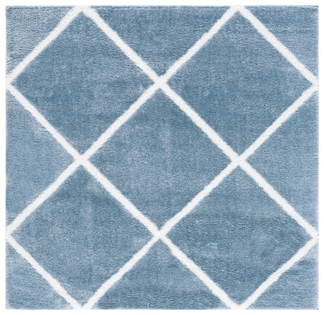 Safavieh Tahoe Shag 6'-7" x 6'-7" Rug in Blue / White