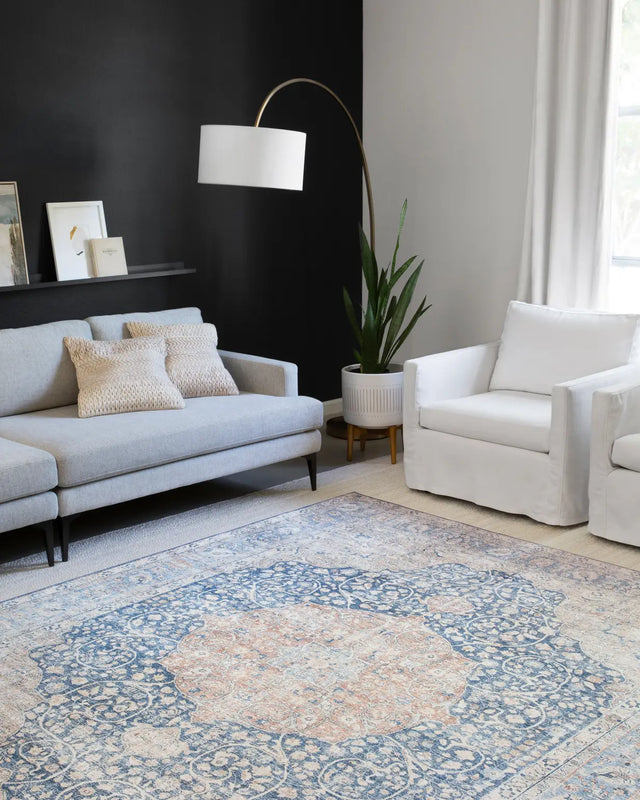 Loloi Layla Lay-07 Blue / Tangerine Rugs - room scene 2