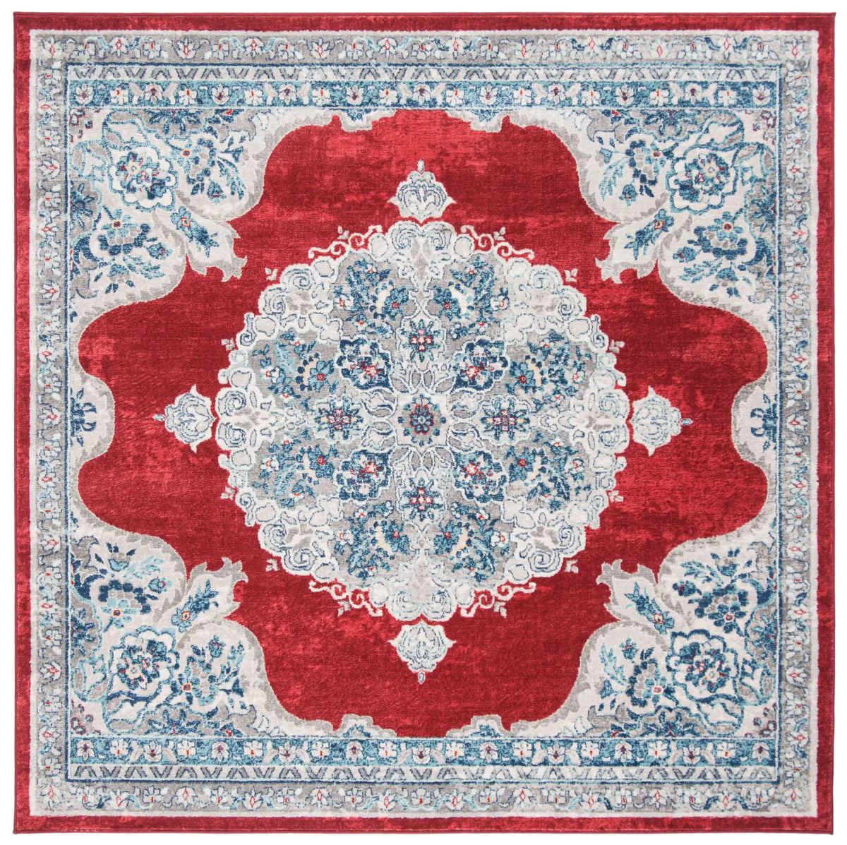 Safavieh Brentwood 6'-7" x 6'-7" Rug in Red / Ivory