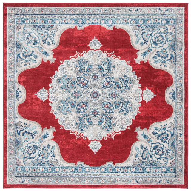 Safavieh Brentwood 6'-7" x 6'-7" Rug in Red / Ivory