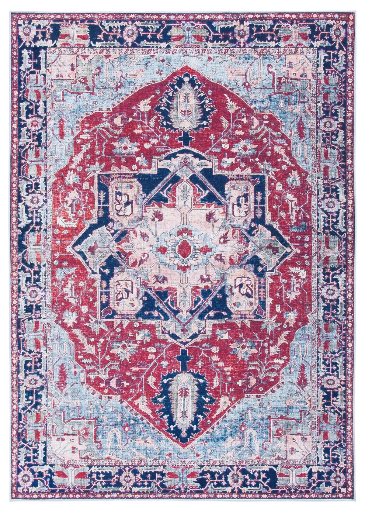 Safavieh Tucson 4'-0" x 6'-0" Rug in Red / Navy