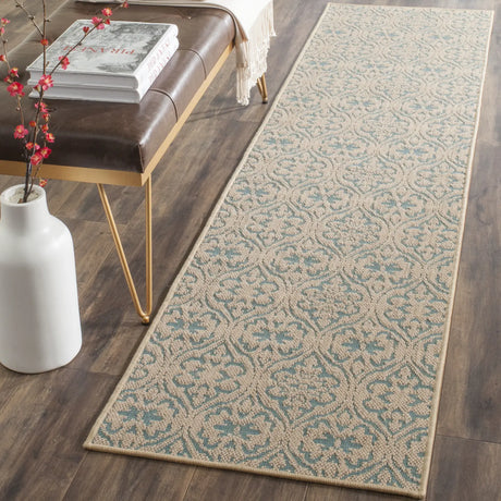 Safavieh Palm Beach 2'-0" x 8'-0" Rug in Natural / Turquoise