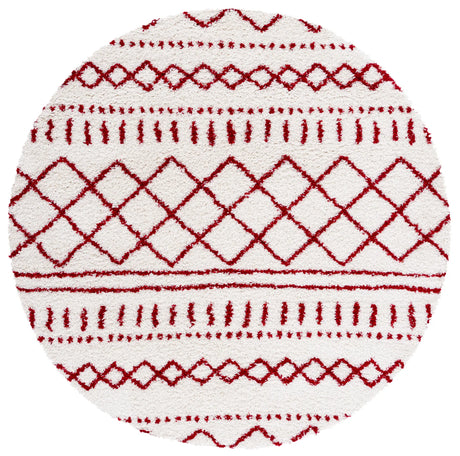 Safavieh Arizona Shag 6'-7" x 6'-7" Rug in Ivory / Red