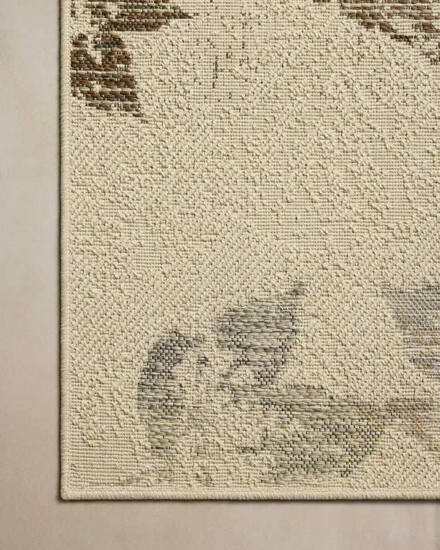 Loloi Saylor SAY-06 Ivory / Bark Rug - corner on wood