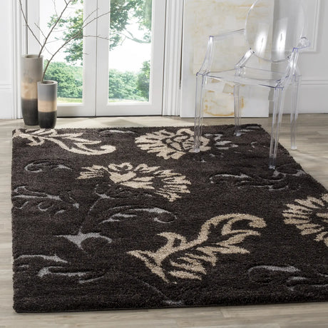 Safavieh Florida Shag 5'-3" x 7'-6" Rug in Dark Brown / Smoke