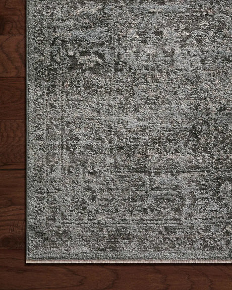 Loloi Sonnet Snn-07 Charcoal/Mist Rug - corner on wood