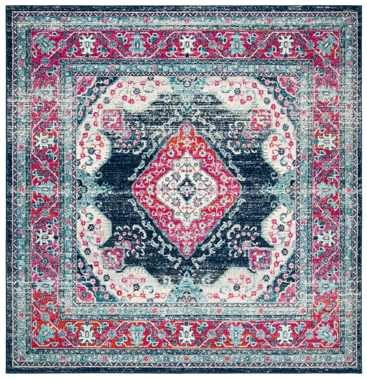 Safavieh Evoke 6'-7" x 6'-7" Rug in Navy / Fuchsia