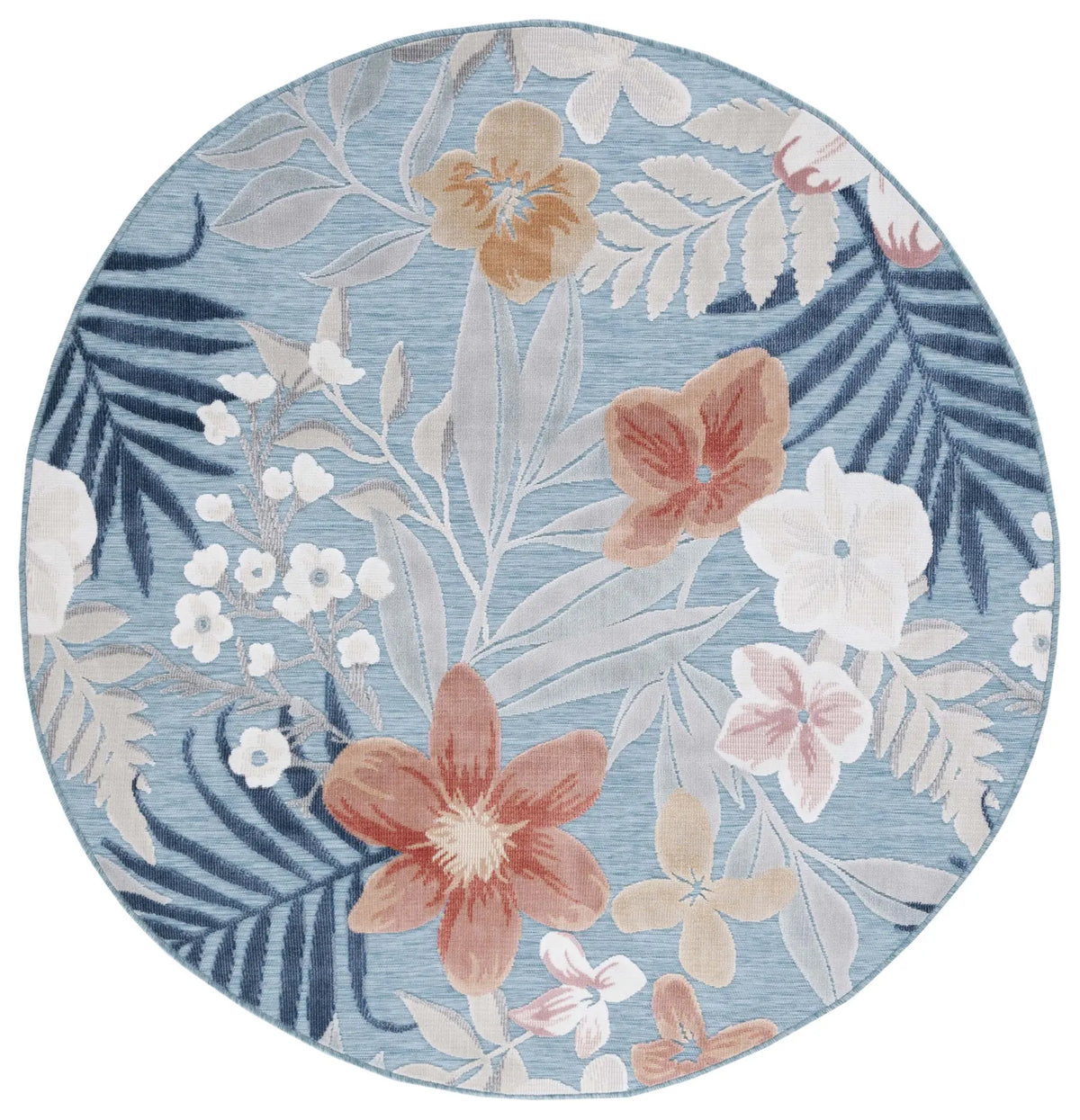 Safavieh Cabana 5'-1" x 5'-1" Rug in Aqua / Rust