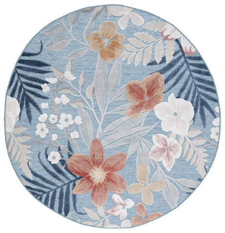 Safavieh Cabana 5'-1" x 5'-1" Rug in Aqua / Rust
