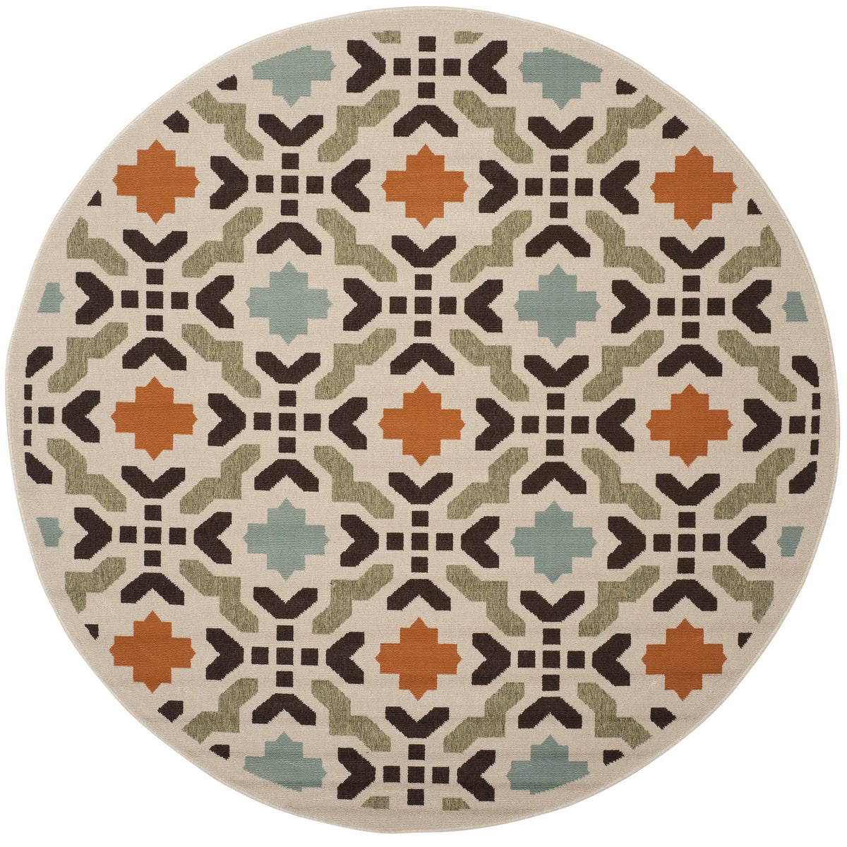 Safavieh Veranda 6'-7" x 6'-7" Rug in Cream / Terracotta