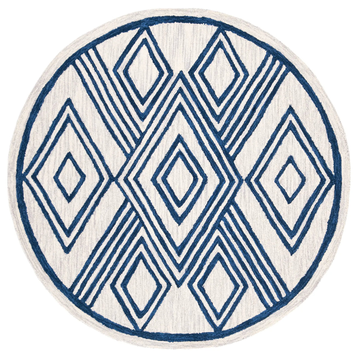 Safavieh Micro-Loop 5'-0" x 5'-0" Rug in Ivory / Navy