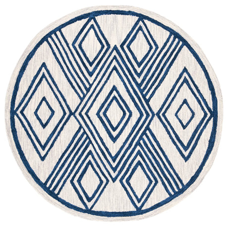 Safavieh Micro-Loop 5'-0" x 5'-0" Rug in Ivory / Navy
