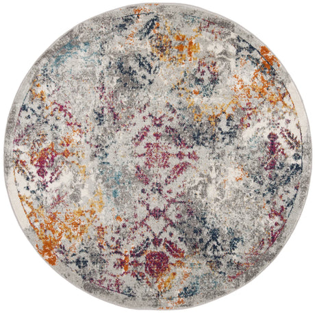 Safavieh Madison 6'-7" x 6'-7" Rug in Light Grey / Fuchsia