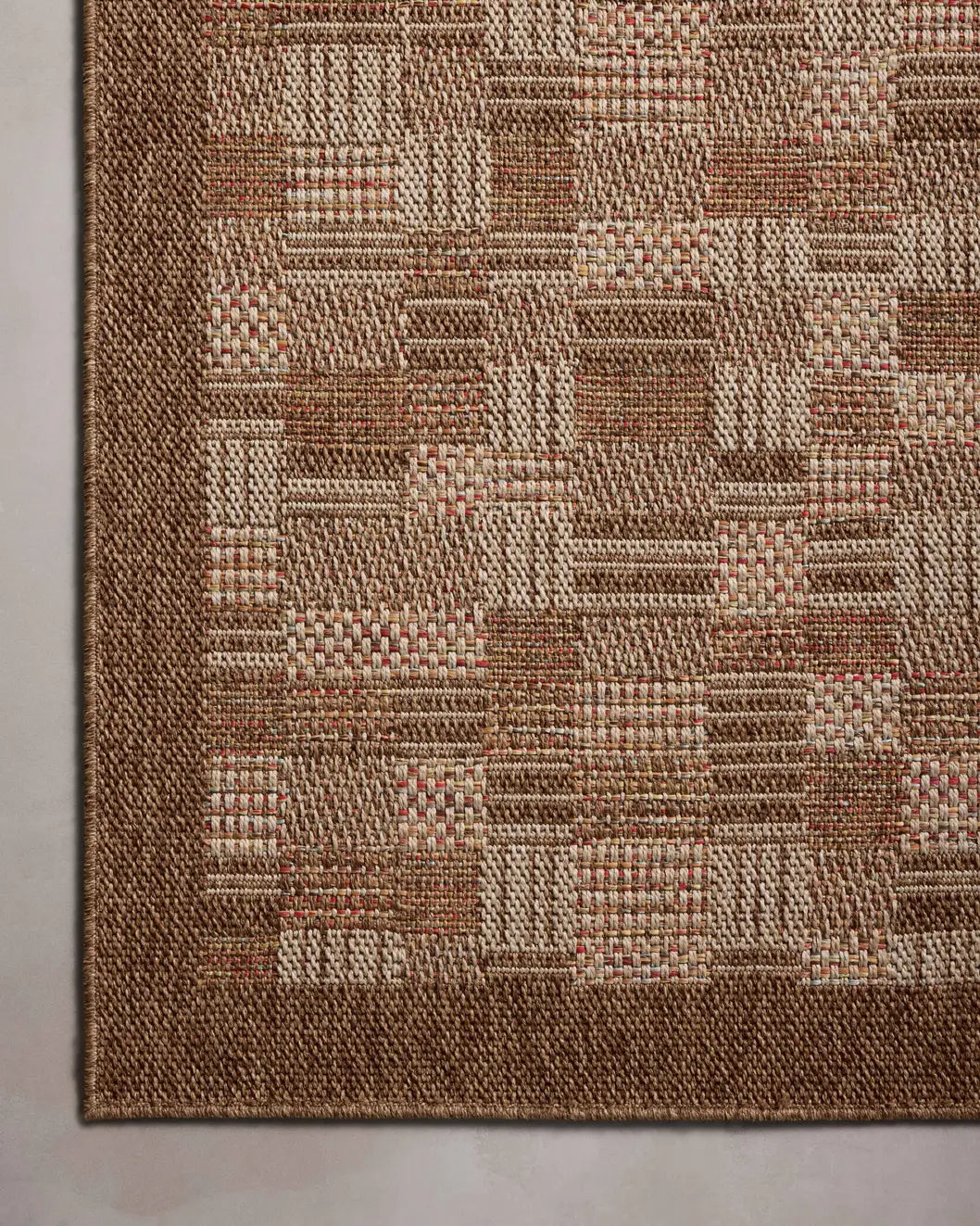 Loloi Merrick Mer-04 Chestnut/Fiesta Rug - corner on wood