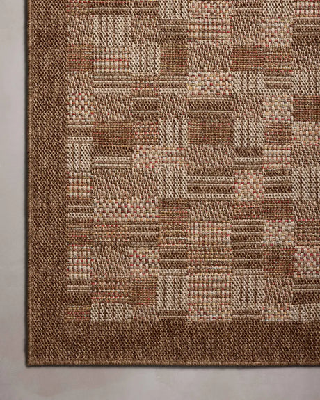 Loloi Merrick Mer-04 Chestnut/Fiesta Rug - corner on wood