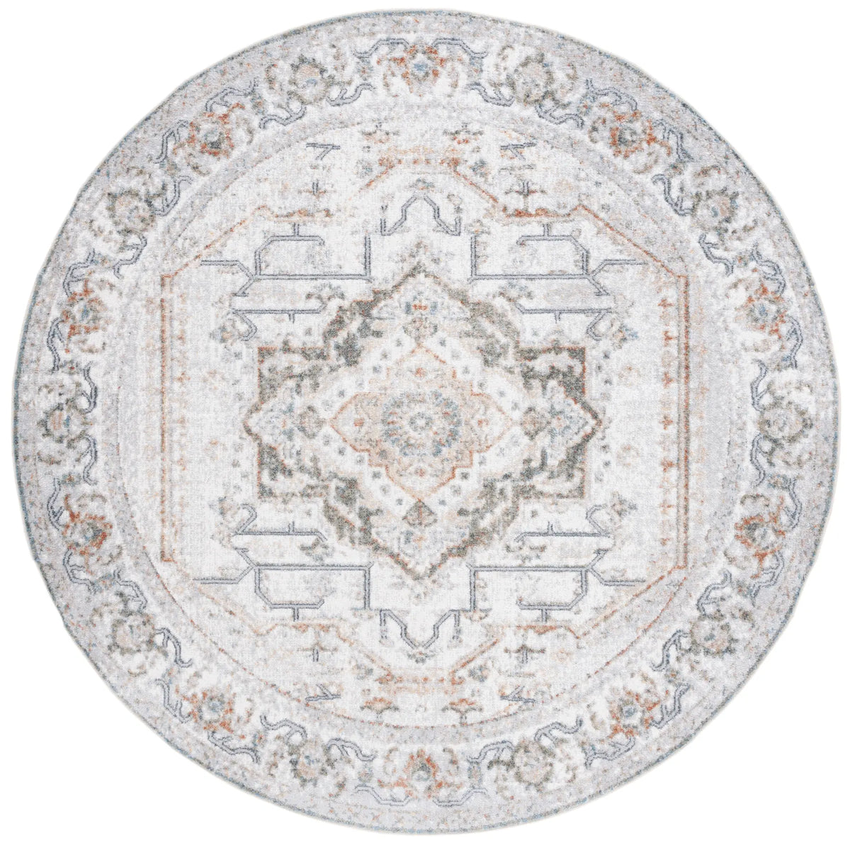 Safavieh Baltimore 6'-7" x 6'-7" Rug in Light Grey / Rust