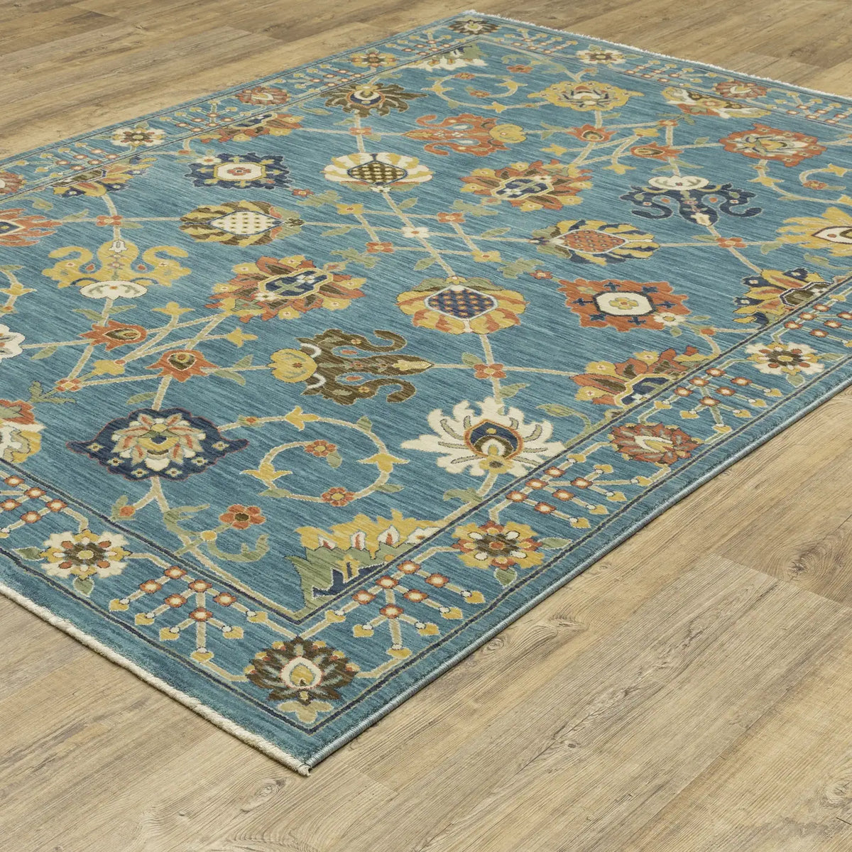 Oriental Weavers Sphinx Francesca Fr01E Blue/ Multi Rug - angle detail