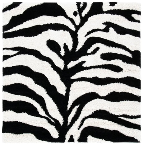 Safavieh Florida Shag 5'-0" x 5'-0" Rug in Ivory / Black