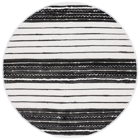 Safavieh Striped Kilim 6'-0" x 6'-0" Rug in Black / Ivory