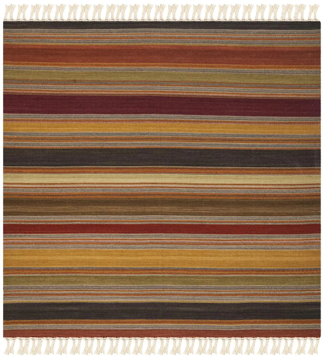 Safavieh Striped Kilim 7'-0" x 7'-0" Rug in Gold