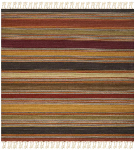 Safavieh Striped Kilim 7'-0" x 7'-0" Rug in Gold