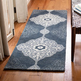 Safavieh Micro-Loop 2'-3" x 7'-0" Rug in Grey / Navy
