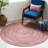 Safavieh Braided 5'-0" x 5'-0" Rug in Light Blue / Rust