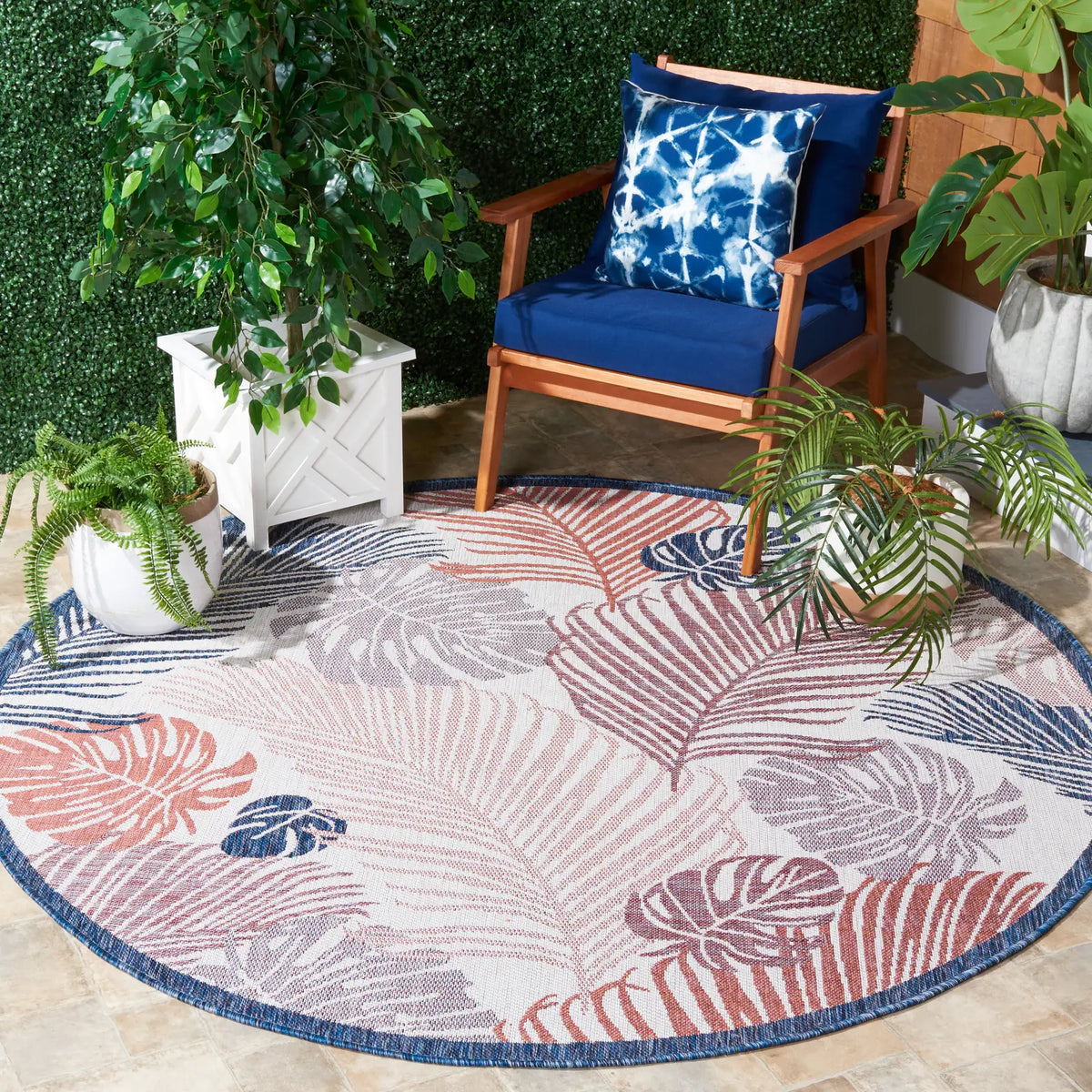 Safavieh Courtyard 6'-7" x 6'-7" Rug in Beige / Rust