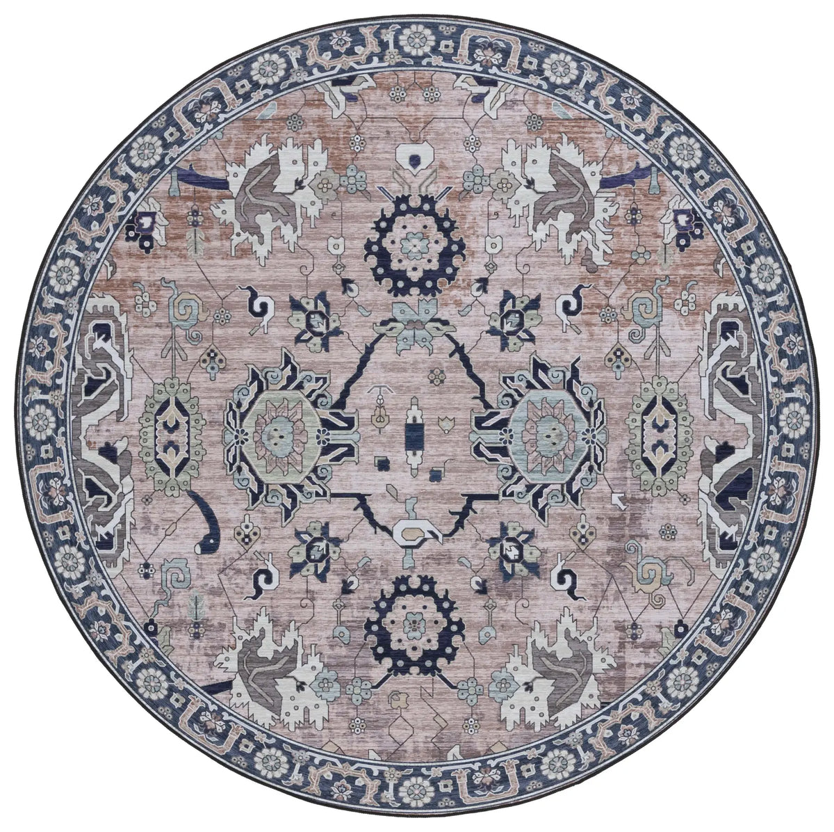 Safavieh Tucson 6'-0" x 6'-0" Rug in Light Blue / Navy